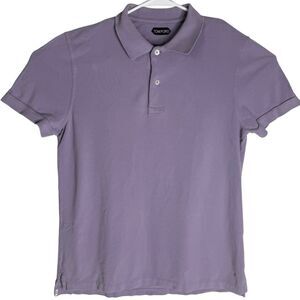 Tom Ford Men's Cotton Pique Short Sleeve Collared Polo Shirt Purple Size 52
